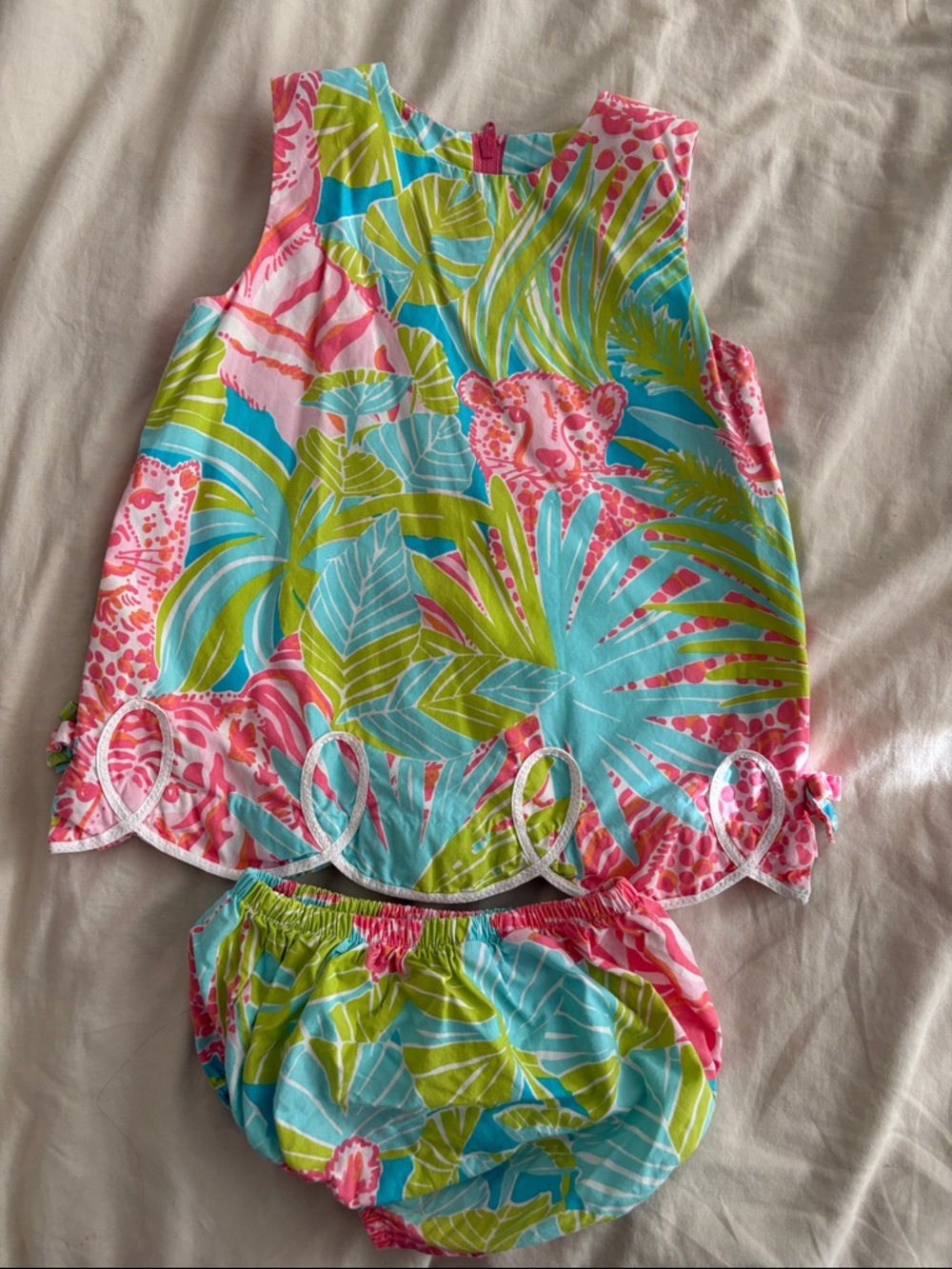 Lilly Pulitzer Girls Tropical Leaf & Leopard Tank Set in Turquoise, Pink, Lime